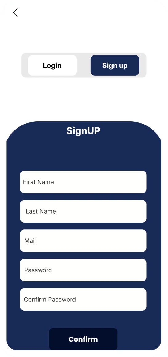 Sign up screen
