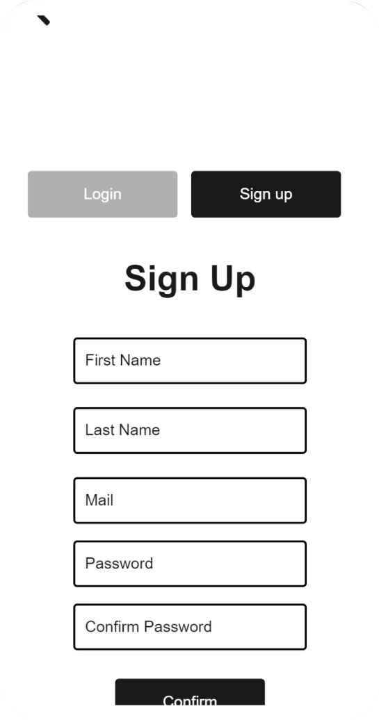 Sign up wireframe