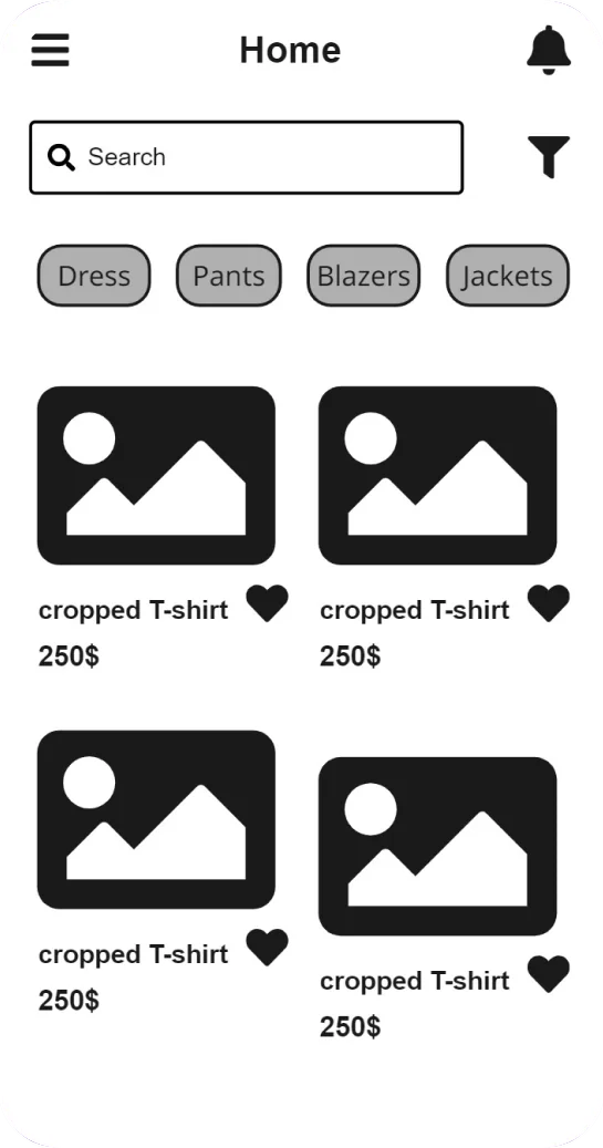 Home wireframe