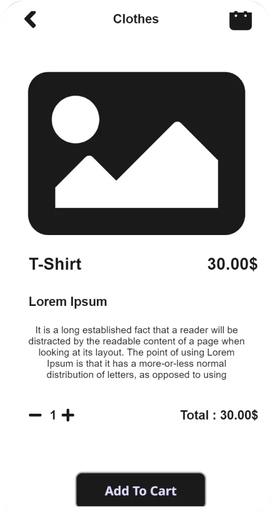 Item and cart wireframe