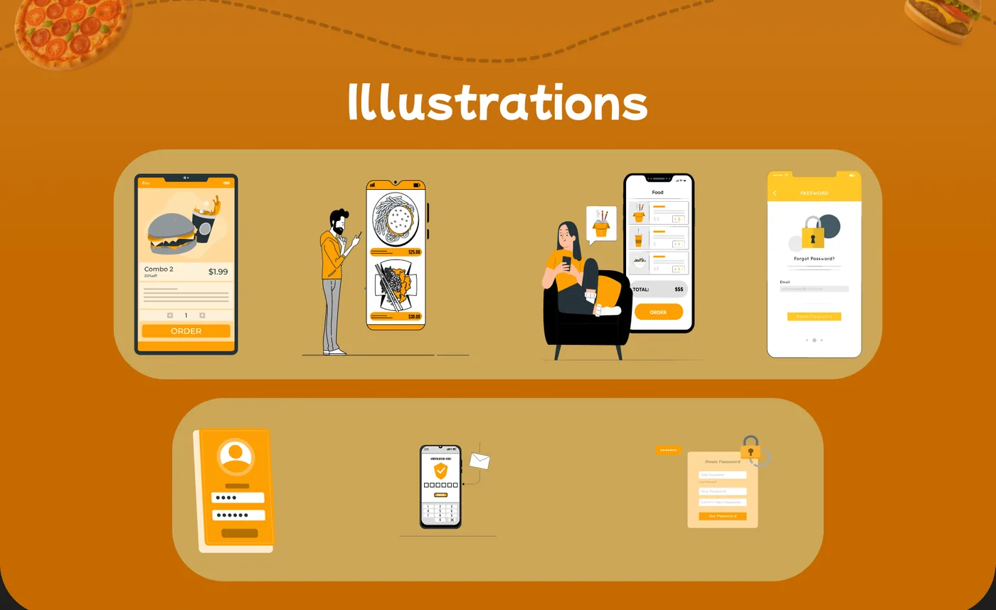 Illustration set used in onboarding and authentication screens