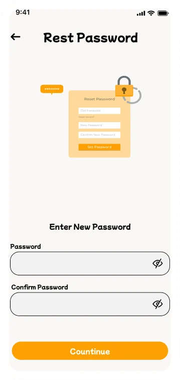 Reset password screen